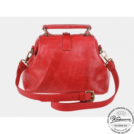 Женская кожаная сумка-саквояж "Симона" (красная)